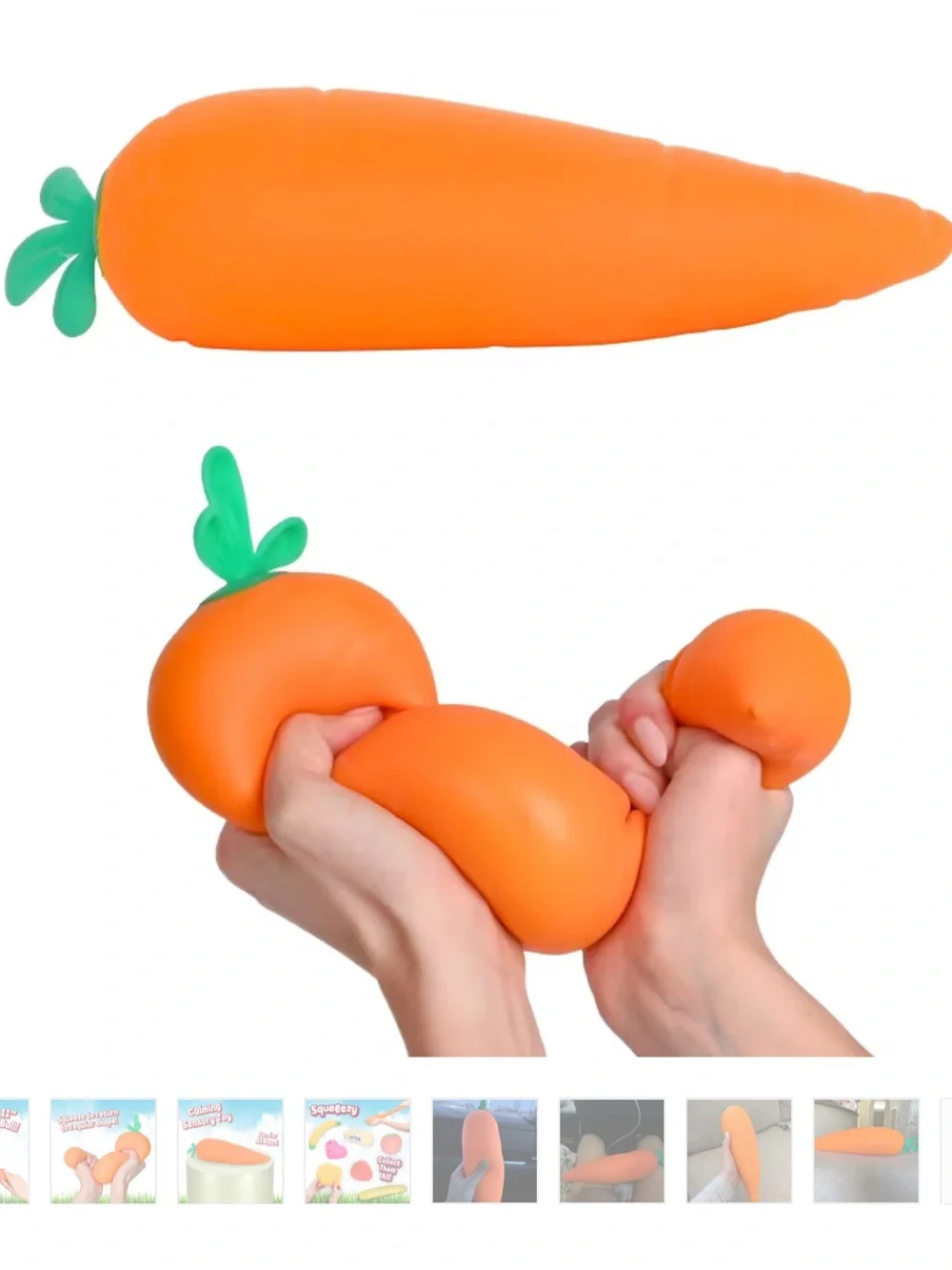 Lot/2 XL Peach Squeezy & XL Carrot Squeezy by Sunny Days Bundle/ 2 Squishies NEW